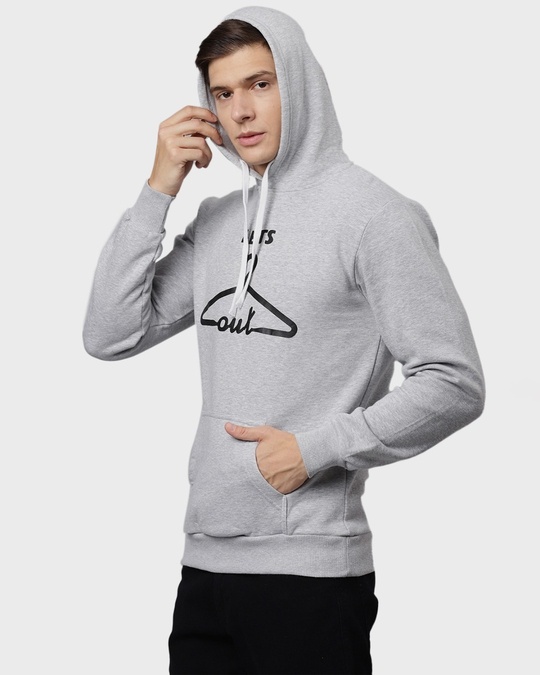 Shop Men's Grey Printed Full Sleeve Stylish Casual Hooded Sweatshirt-Design