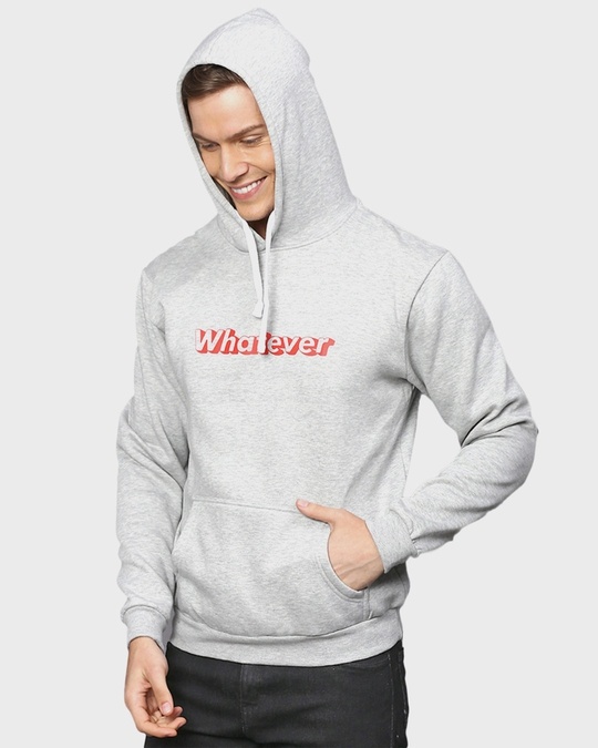 Shop Men's Grey Typography Full Sleeve Stylish Casual Hooded Sweatshirt-Design