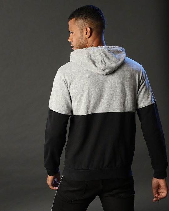 Shop Men's Black & Grey Colorblocked Regular Fit Sweatshirt-Back