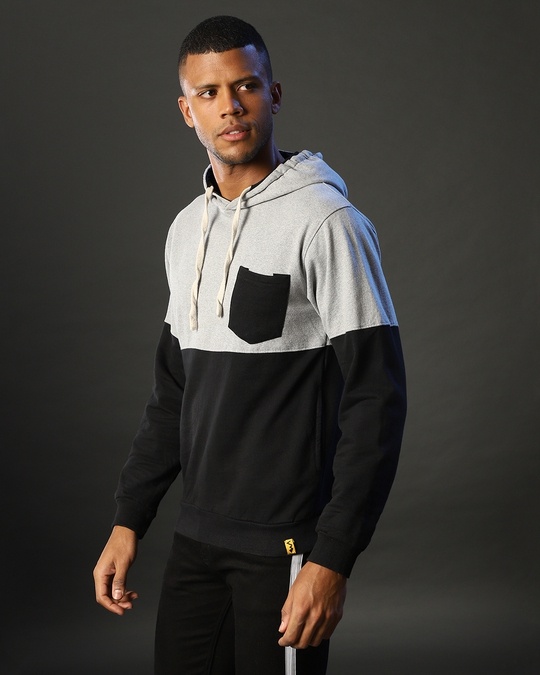Shop Men's Black & Grey Colorblocked Regular Fit Sweatshirt-Design