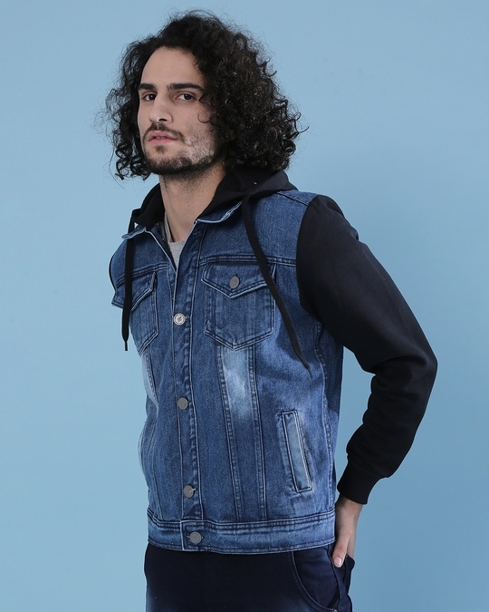 Shop Men's Blue Color Block Regular Fit Jacket-Design