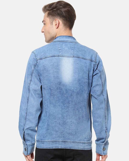 Shop Men Solid Stylish Casual Denim Jacket-Design