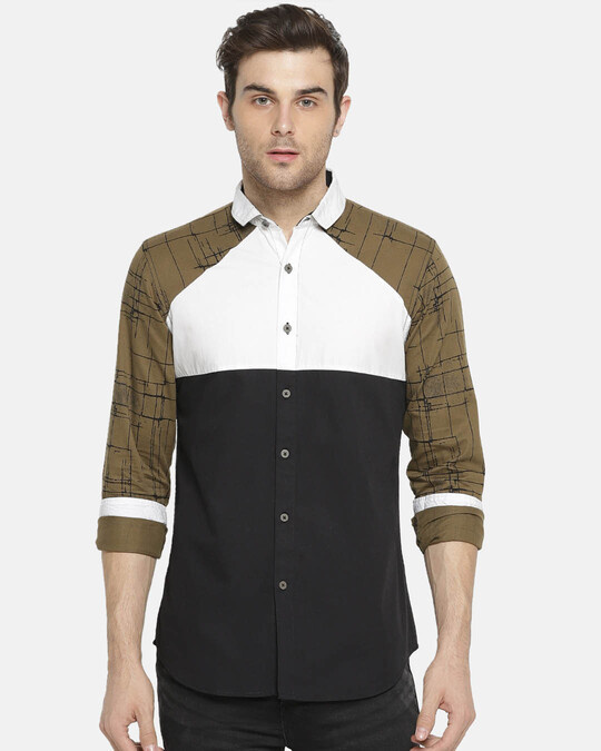 Shop Men's Patch Sleeve Casual Shirt-Front