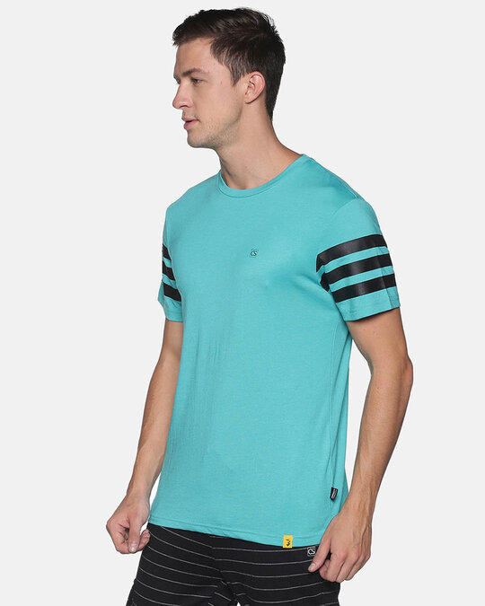 Shop Men's Stylish Sleeve Striped Casual T-shirt-Back