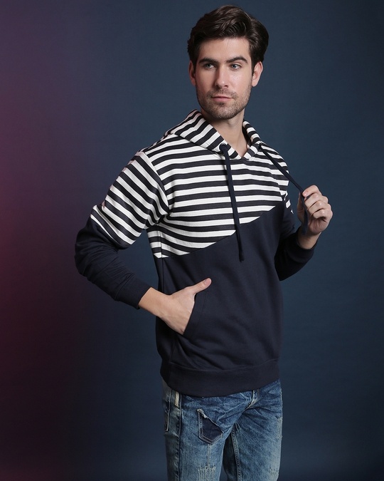 Shop Men's White Striped Regular Fit Sweatshirt-Full