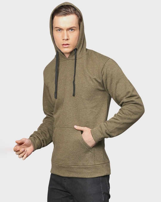 Shop Men's Green Solid Full Sleeve Stylish Casual Hooded Sweatshirt-Design