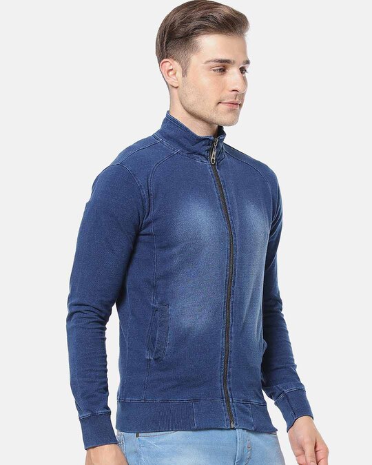 Shop Men Solid Stylish Casual Denim Jacket-Back