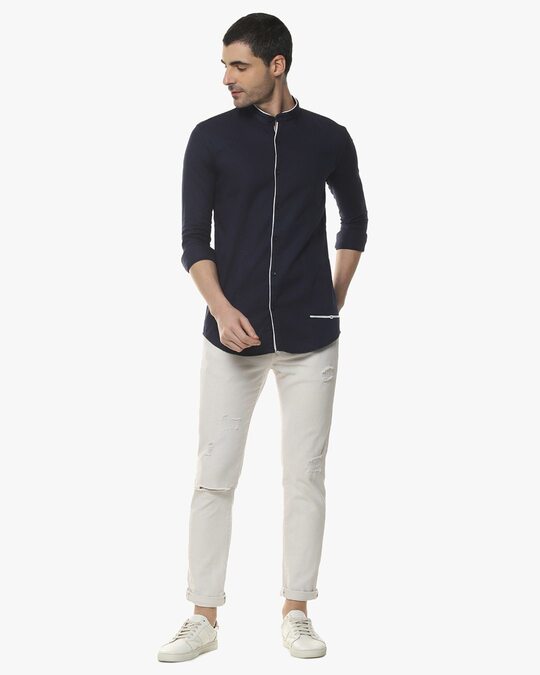 Shop Men's Solid Stylish Full Sleeve Casual Shirt-Full