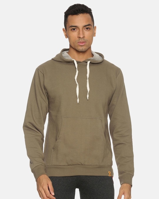 Shop Men's Brown Stylish Full Sleeve Hooded Sweatshirt-Front