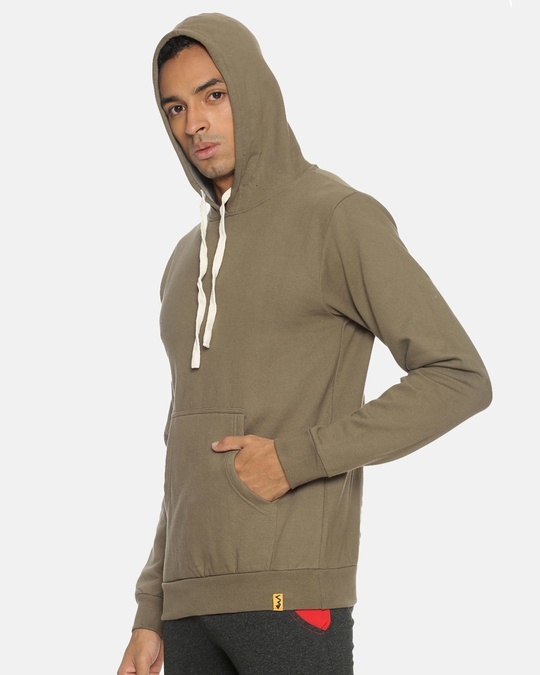 Shop Men's Brown Stylish Full Sleeve Hooded Sweatshirt-Back