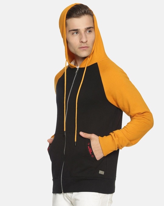 Shop Men's Stylish Color Blocked Casual Hooded Sweatshirt-Back