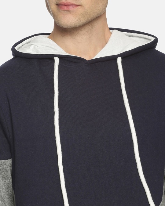 Shop Men's Stylish Color Blocked Casual Hooded Sweatshirt