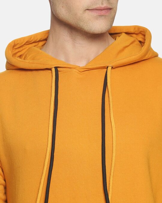 Shop Men's Yellow Stylish Solid Casual Hooded Sweatshirt