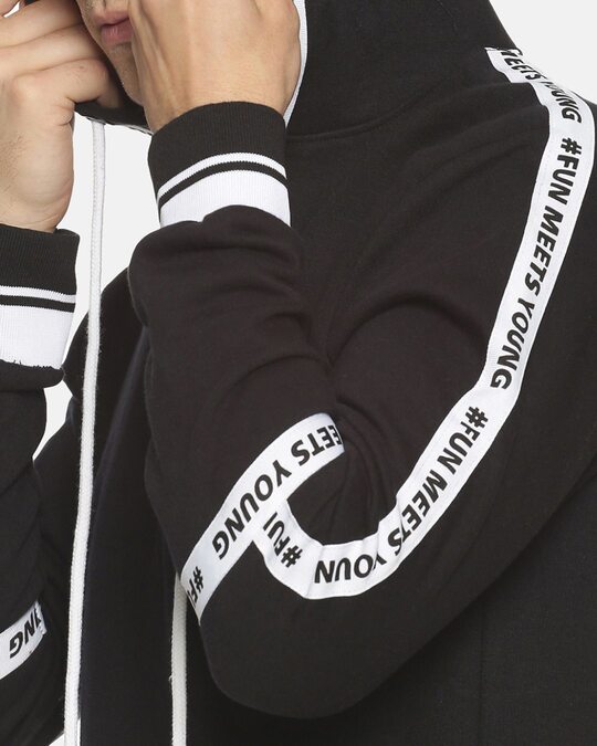 Shop Men's Black Stylish Solid Casual Hooded Sweatshirt