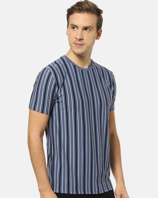 Shop Men's Stylish Striped Round Neck Casual T-Shirt