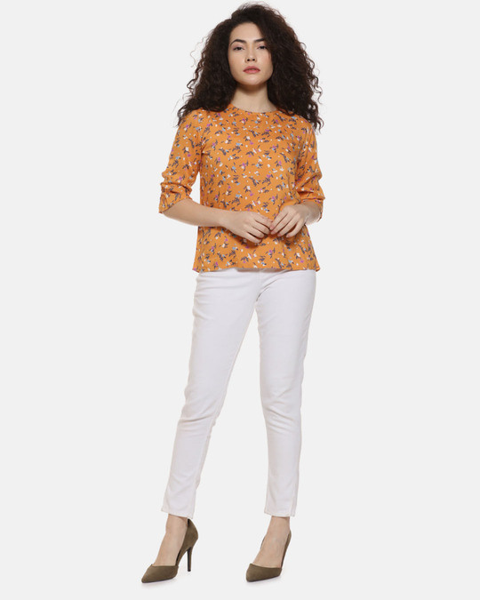Shop Mustard Floral Casual Top-Full