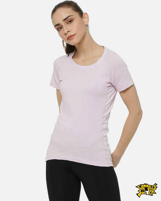 Shop Purple Plain Jersey Top-Front