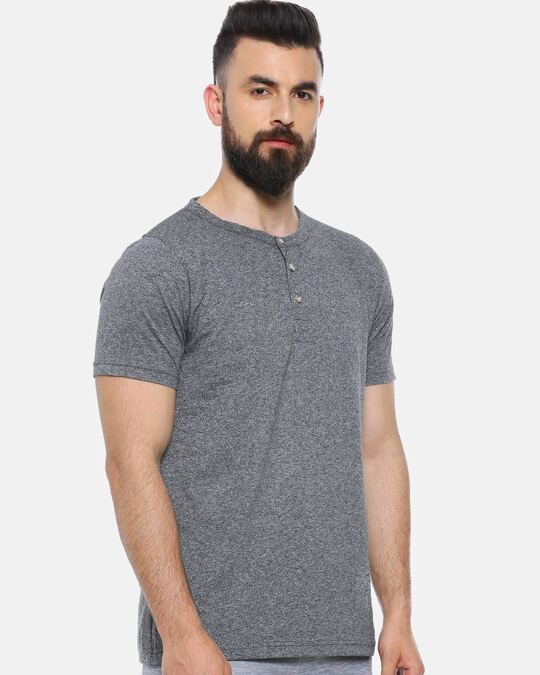 Shop Solid Men's Henley Grey T-Shirt