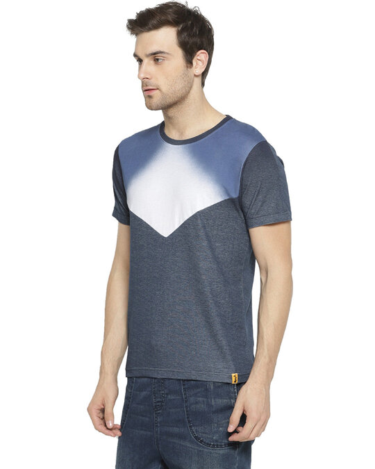 Shop Solid Men's Round Neck Blue T-Shirt-Back