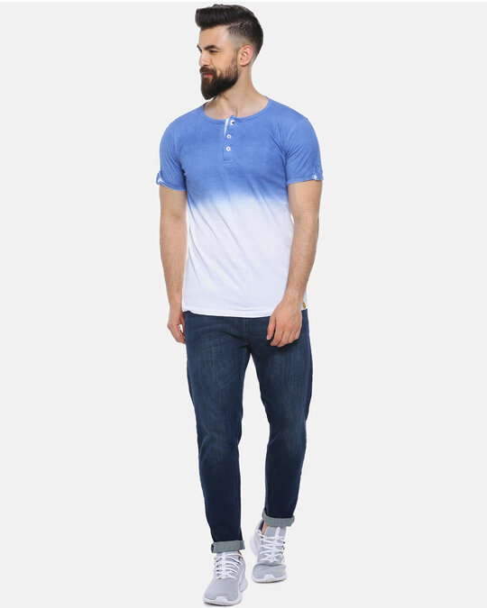 Shop Solid Men's Round Neck Blue T-Shirt