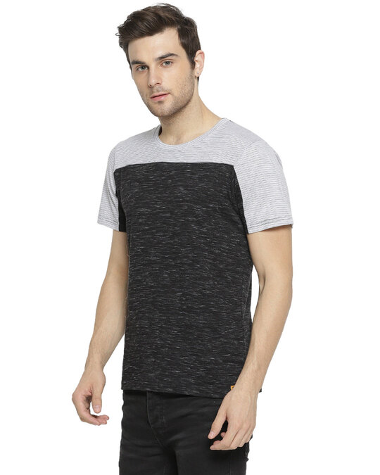 Shop Solid Men's Round Neck Grey T-Shirt-Front