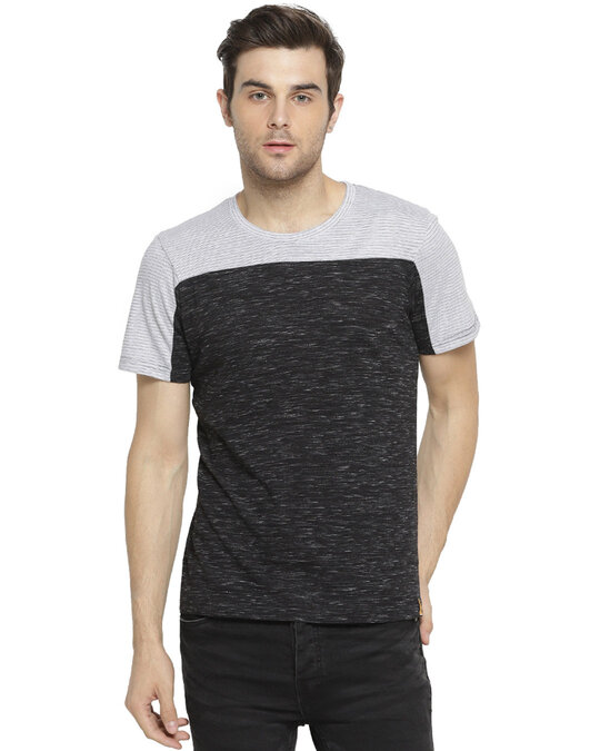 Shop Solid Men's Round Neck Grey T-Shirt-Full