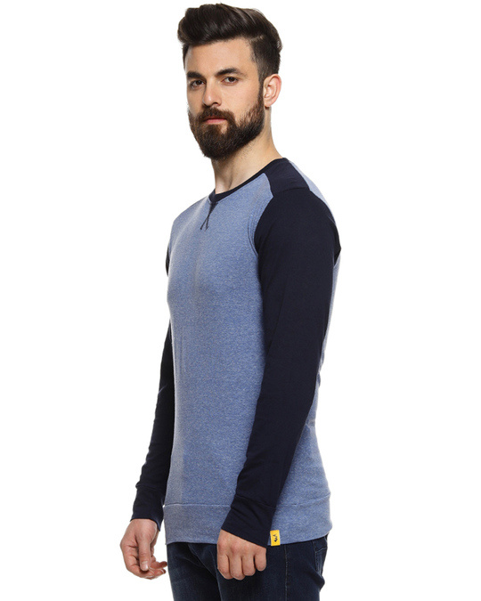 Shop Solid Men's Round or Crew Blue Stylish Casual T-Shirt-Back