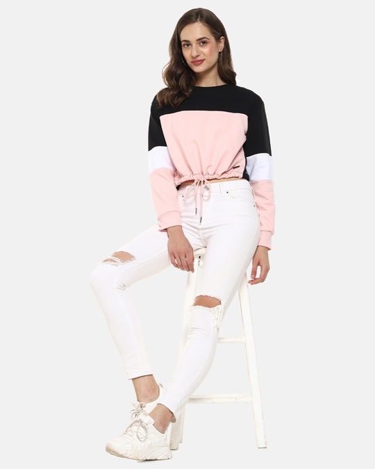 Shop Women's Black Colorblock Stylish Casual Sweatshirt