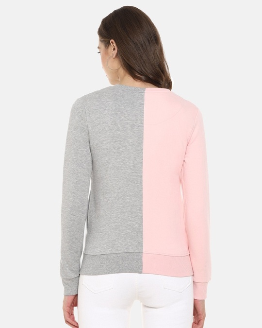 Shop Women's Pink Colorblock Stylish Casual Sweatshirt-Back