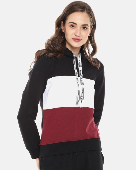 Shop Women's Black Colorblock Stylish Casual Sweatshirt-Design
