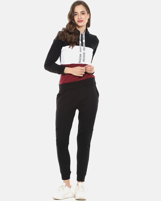 Shop Women's Black Colorblock Stylish Casual Sweatshirt