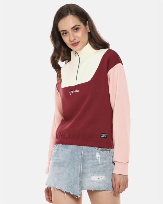 Shop Women's Multicolor Color Block Stylish Casual Sweatshirt-Full