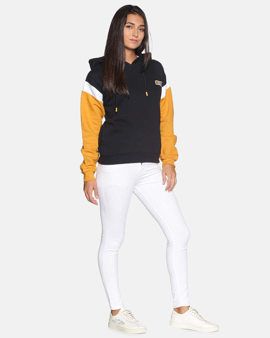 Shop Women's Colorblock Black Stylish Casual Sweatshirt-Full