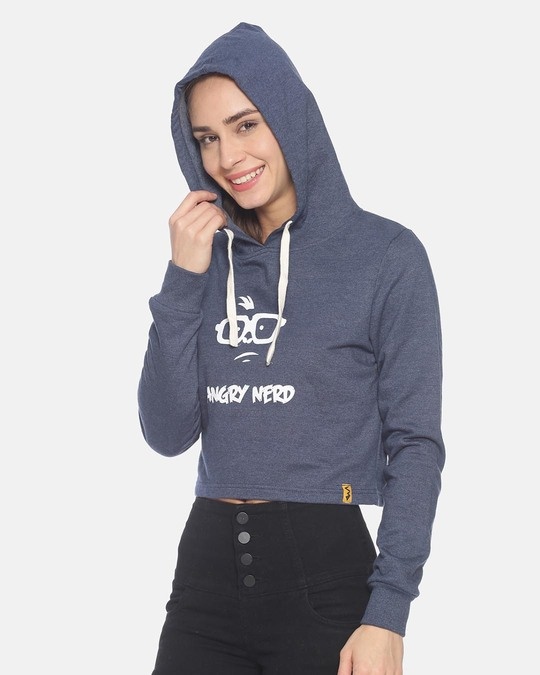 Shop Women Crop Stylish Hooded Sweatshirt-Design