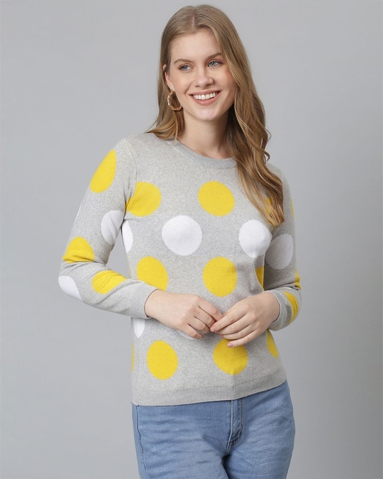 Shop Women's Multicolor Dots Stylish Casual Sweater-Front