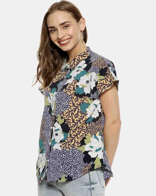 Shop Women's Multicoloured Regular Fit Printed Casual Shirt-Back