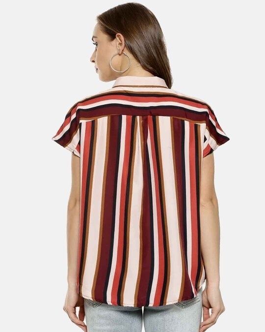 Shop Women's Multicoloured Regular Fit Striped Casual Shirt-Back