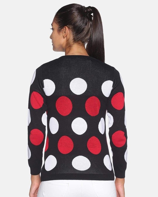 Shop Women's Polka Dots Black Stylish Casual Sweaters-Design