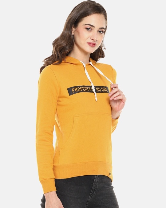 Shop Women's Yellow Typhography Stylish Casual Hooded Sweatshirt-Design