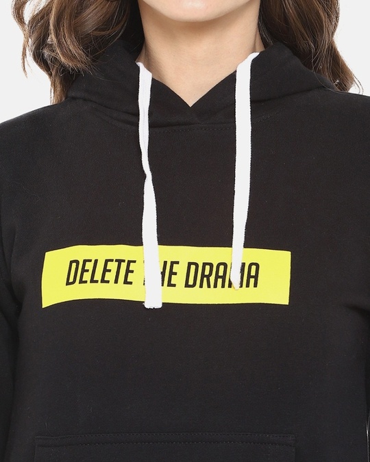Shop Women's Black Typography Stylish Casual Hooded Sweatshirt