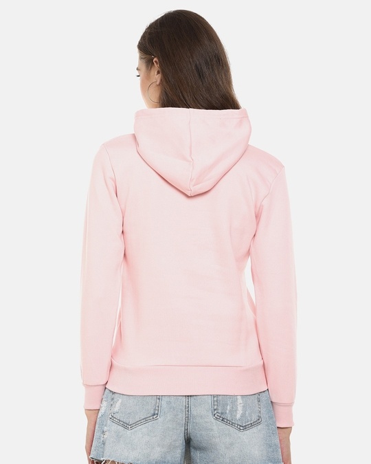 Shop Women's Pink Typography Stylish Casual Hooded Sweatshirt-Back