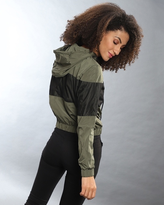 Shop Women's Green Colorblock Regular Fit Jackets-Design