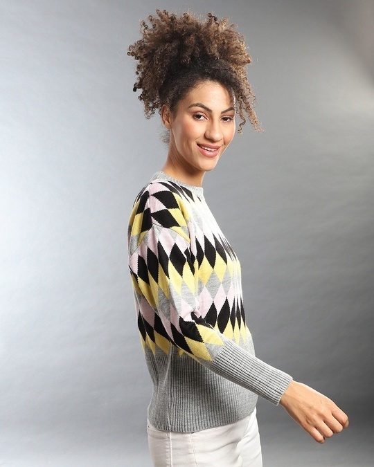 Shop Women's Multicolor Colorblock Regular Fit Sweater-Back