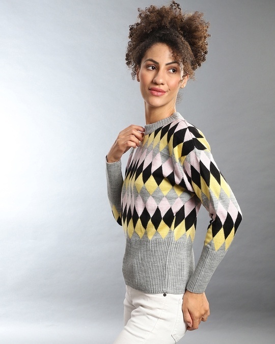 Shop Women's Multicolor Colorblock Regular Fit Sweater-Full