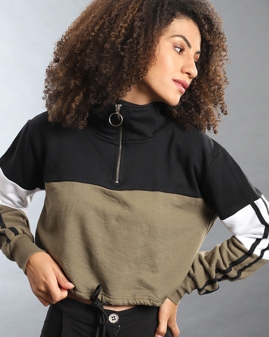 Shop Women's Multicolor Colorblock Regular Fit Sweatshirt