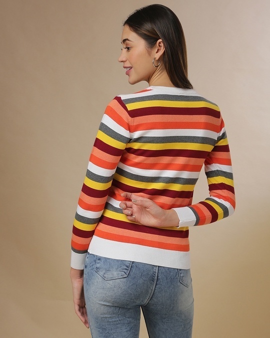 Shop Women's Multicolor Stripe Regular Fit Sweater-Design