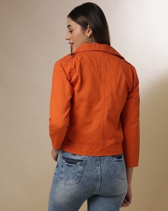 Shop Women's Orange Regular Fit Jackets-Design