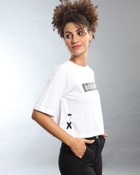 Shop Women's White Printed Regular Fit Top-Back