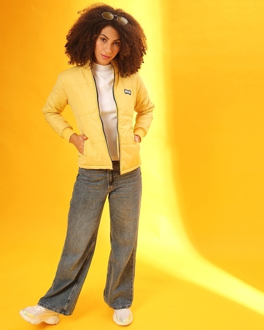 Shop Women's Yellow Regular Fit Jackets-Back