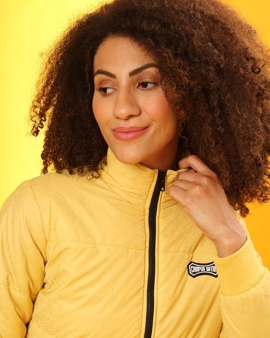 Shop Women's Yellow Regular Fit Jackets